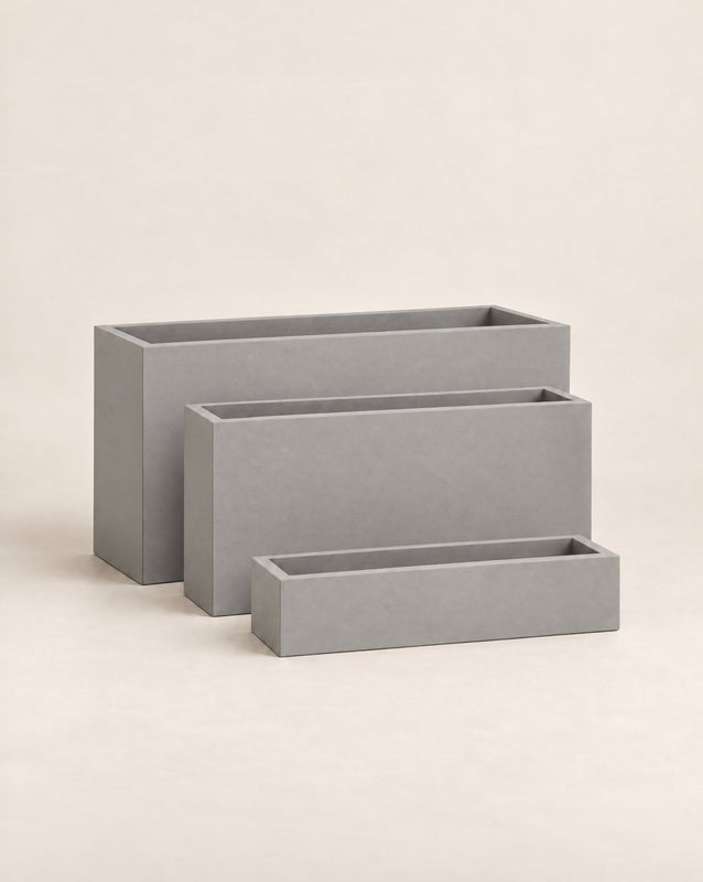 Alveus Tall white rectangular outdoor trough planter