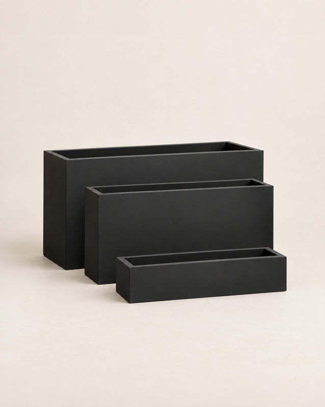 Alveus Skinny black rectangular outdoor trough planter