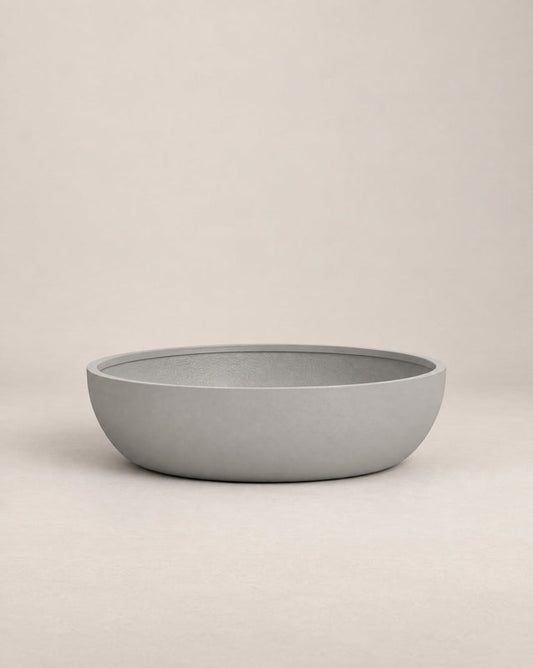 Barbota white outdoor planter with a wide, low bowl shape – alternate view