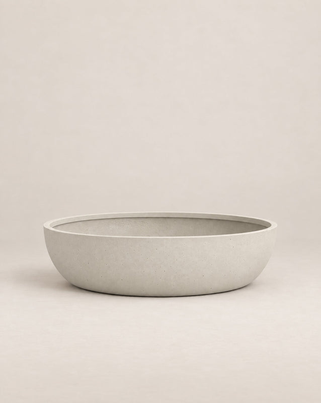 Barbota grey outdoor planter with a wide, low bowl shape – alternate view