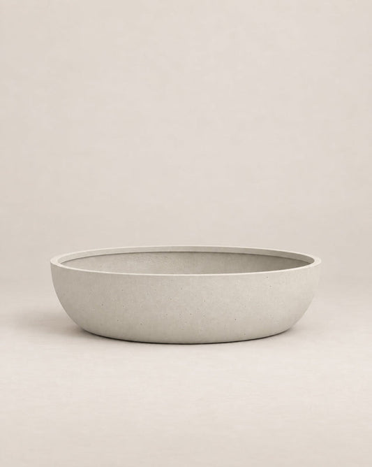 Barbota grey outdoor planter with a wide, low bowl shape – alternate view