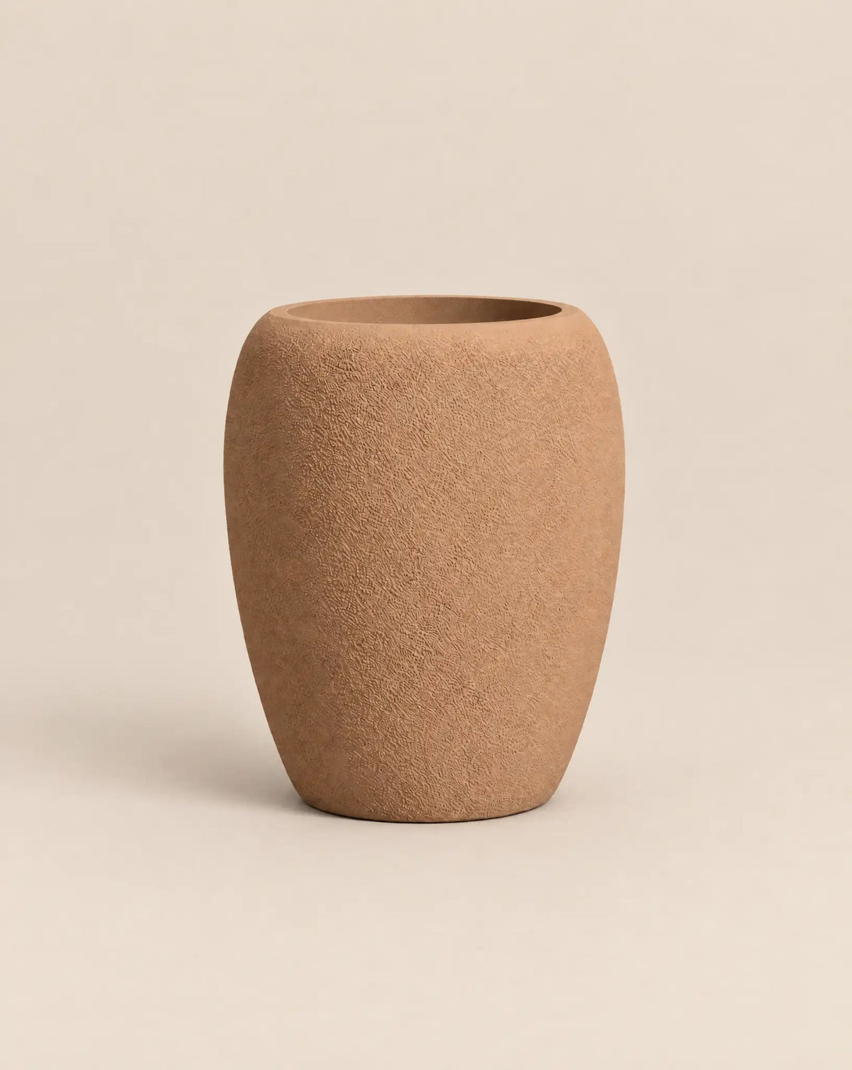 Korby Tall rough-textured desert-finish outdoor planter with a tall, tapered barrel shape - alternative view